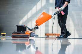 man buffing floor