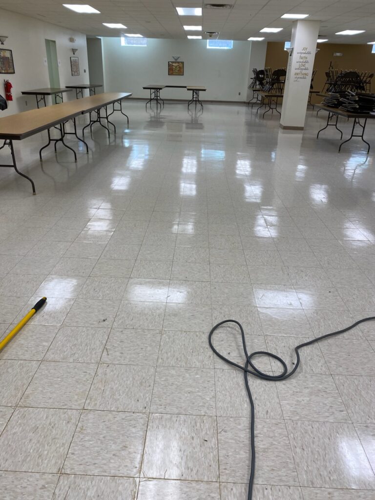 shiny floors after a buffing